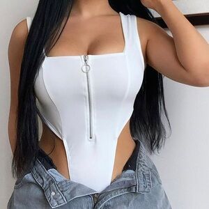Bodysuit white by Fashion Nova